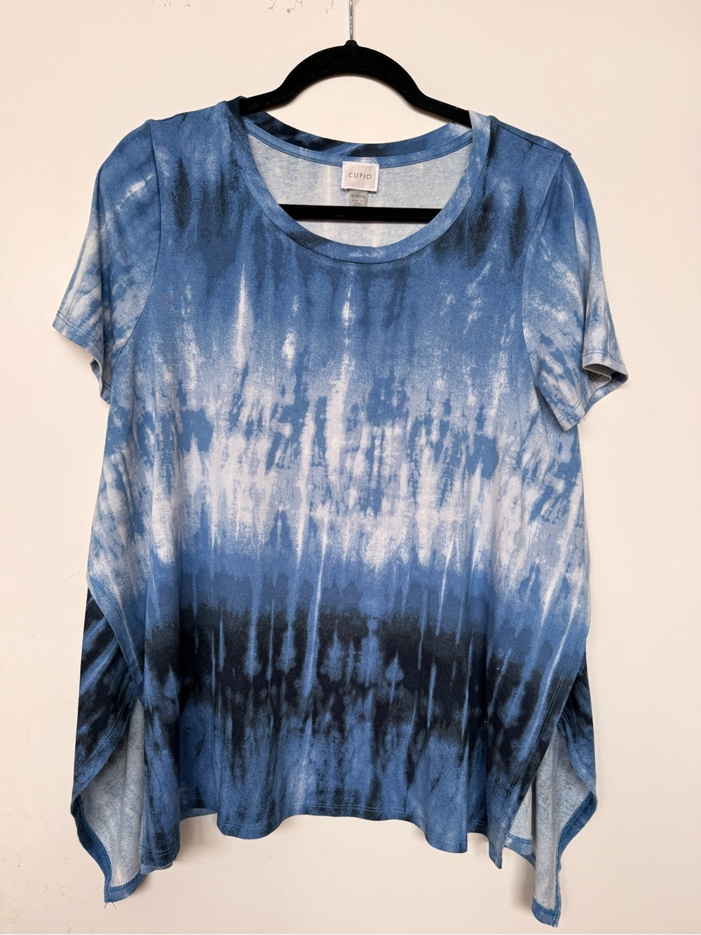 Cupio Blue & White Tie-Dye Short Sleeve Top